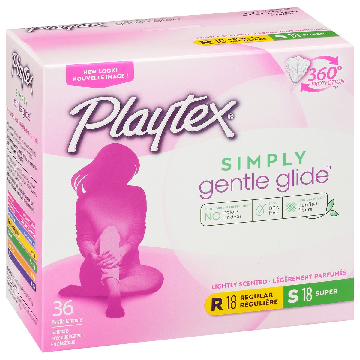 slide 2 of 9, Playtex Simply Gentle Glide Regular/Super Lightly Scented PlasticTampons 36 ea Box, 36 ct