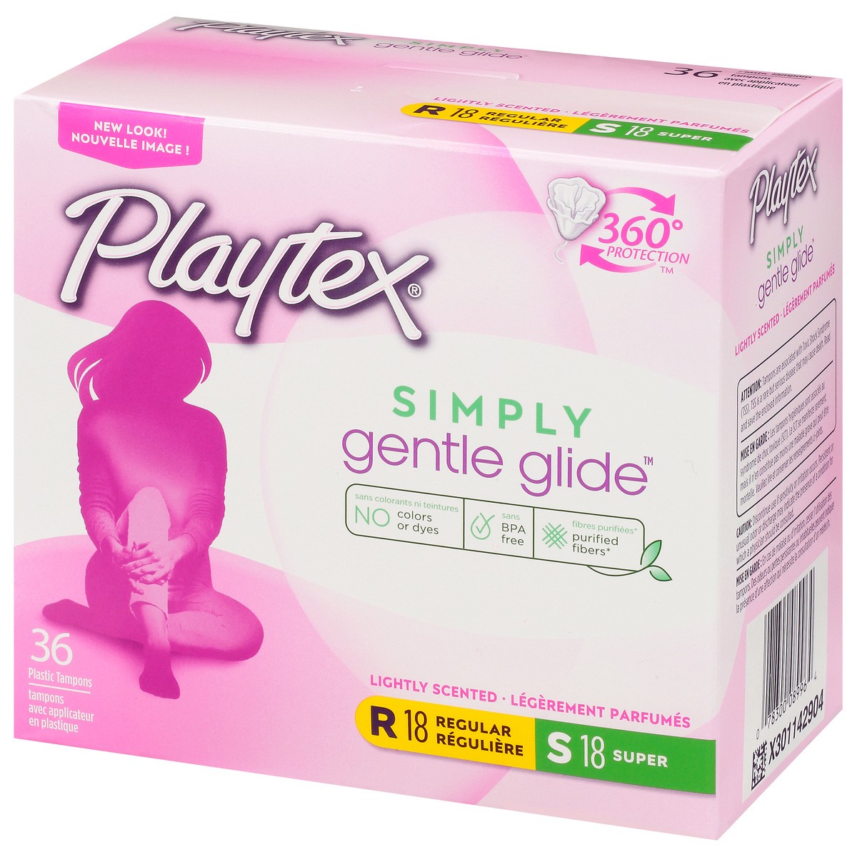 slide 3 of 9, Playtex Simply Gentle Glide Regular/Super Lightly Scented PlasticTampons 36 ea Box, 36 ct