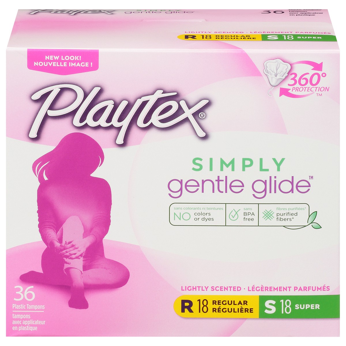 slide 1 of 9, Playtex Simply Gentle Glide Regular/Super Lightly Scented PlasticTampons 36 ea Box, 36 ct