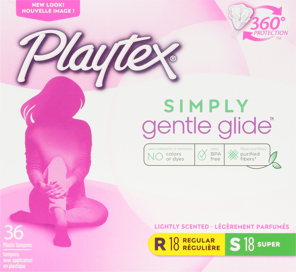 slide 6 of 9, Playtex Simply Gentle Glide Regular/Super Lightly Scented PlasticTampons 36 ea Box, 36 ct