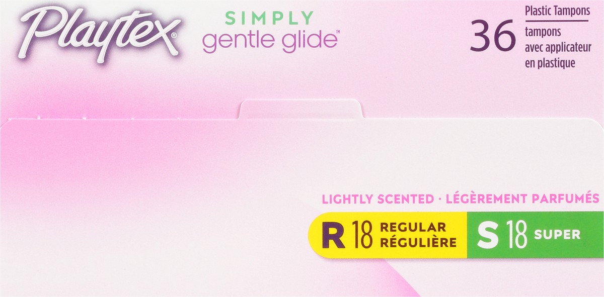 slide 9 of 9, Playtex Simply Gentle Glide Regular/Super Lightly Scented PlasticTampons 36 ea Box, 36 ct