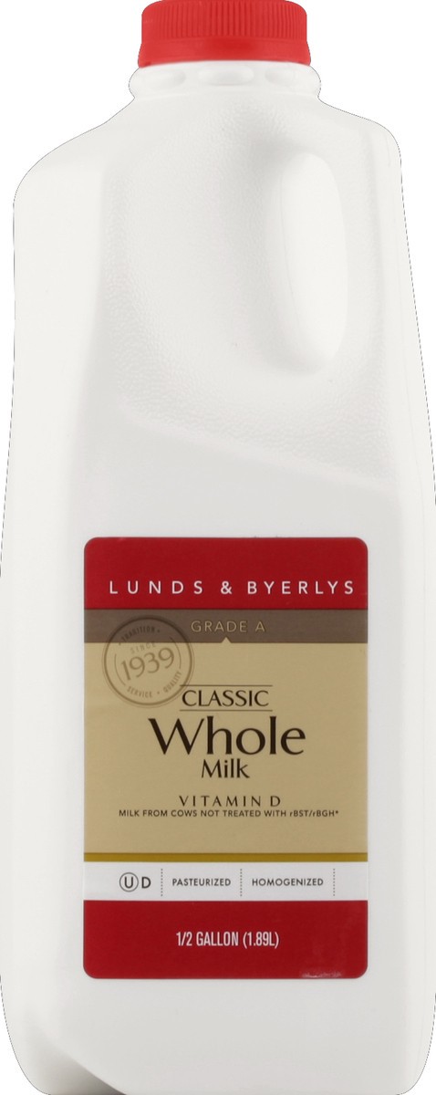 slide 2 of 4, Lunds & Byerlys Whole Classic Milk 0.5 gal, 1/2 gal