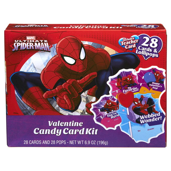 slide 1 of 1, Frankford Candy Card Kit, Valentine, Ultimate Spiderman, 28 ct