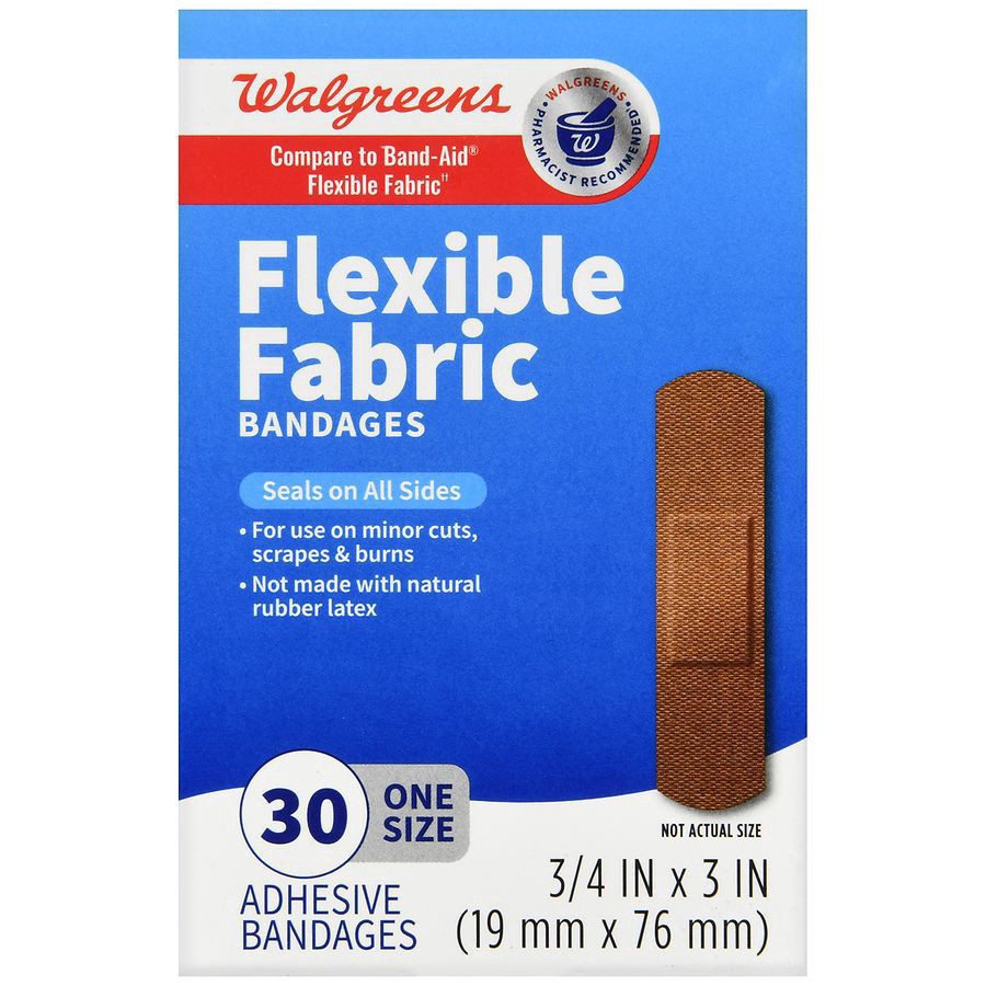 slide 3 of 5, Walgreens Flexible Fabric Bandages, Light, 30 ct