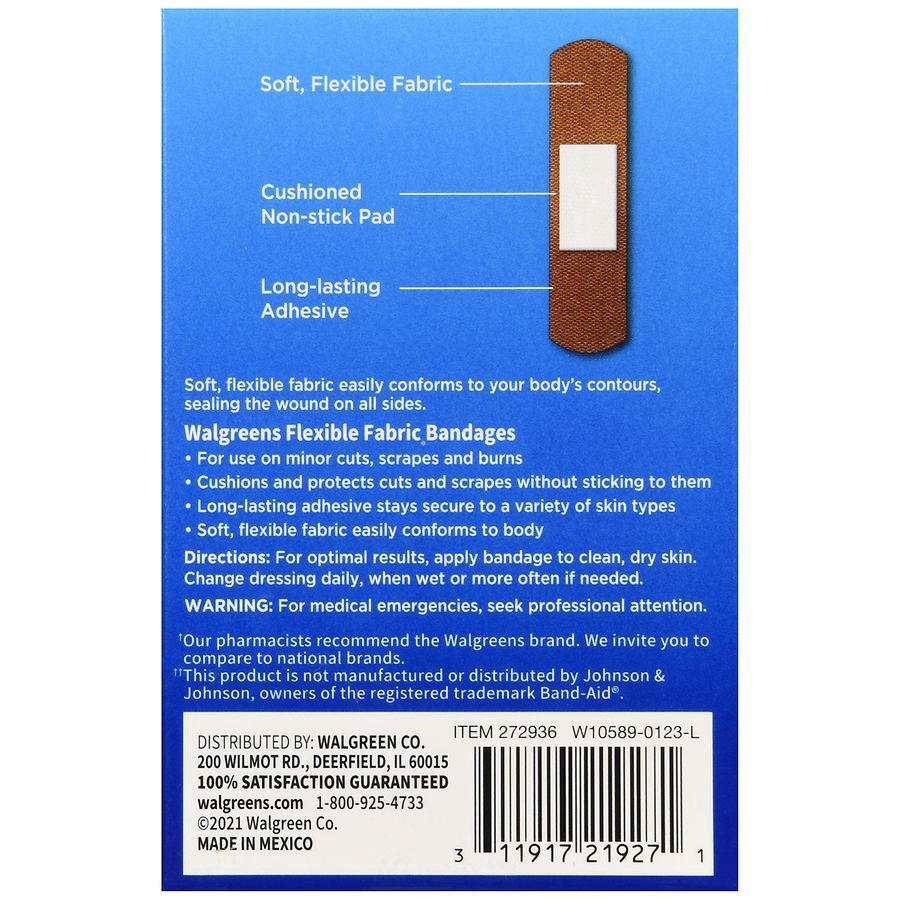 slide 5 of 5, Walgreens Flexible Fabric Bandages, Light, 30 ct