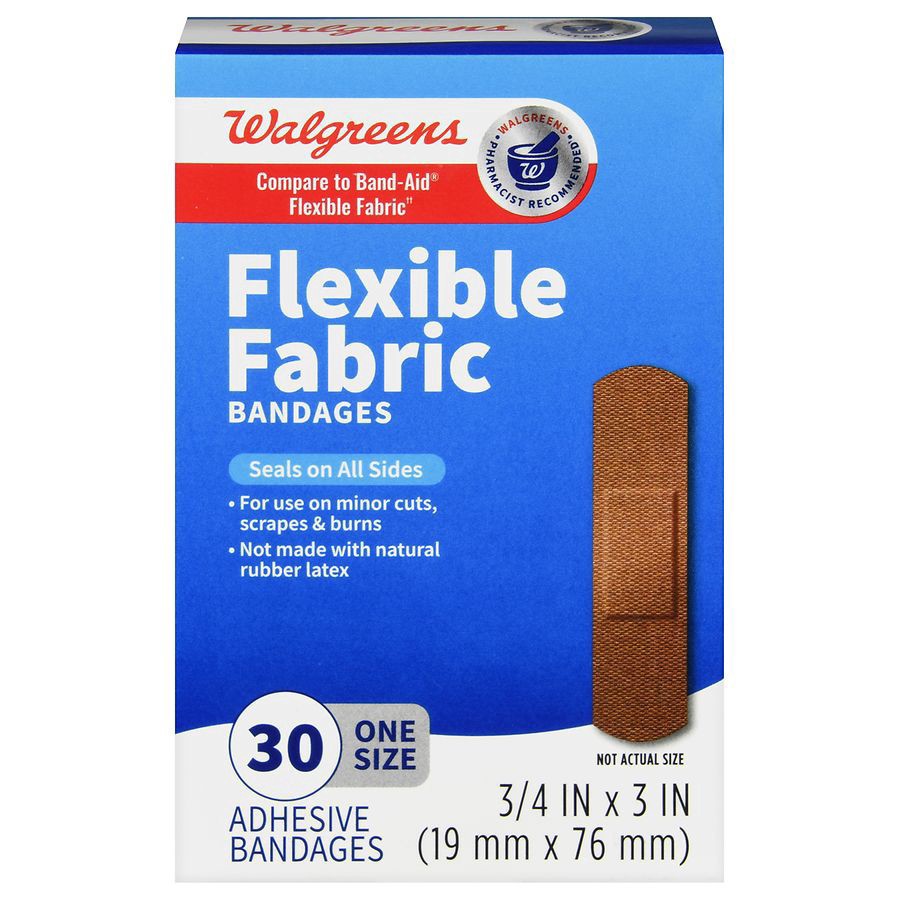 slide 1 of 5, Walgreens Flexible Fabric Bandages, Light, 30 ct