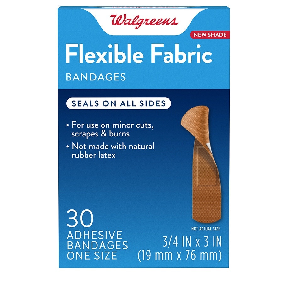 slide 1 of 1, Walgreens Flexible Fabric Bandages, Light, 30 ct