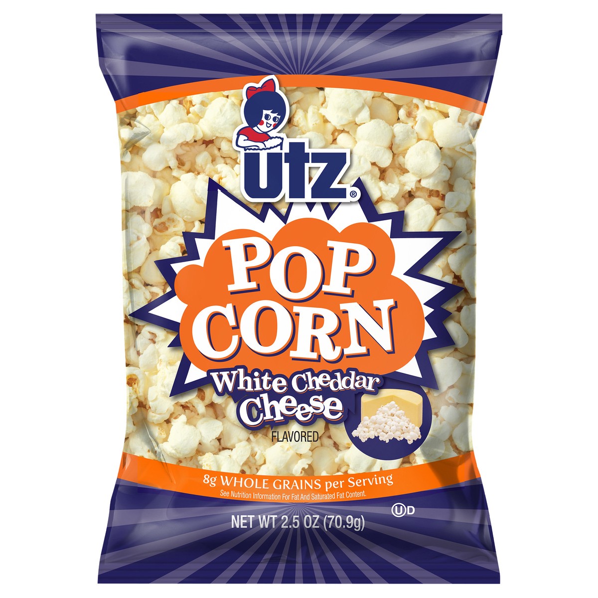 slide 4 of 8, Utz 2.5 oz Utz Premium White Cheddar Popcorn, 2.5 oz