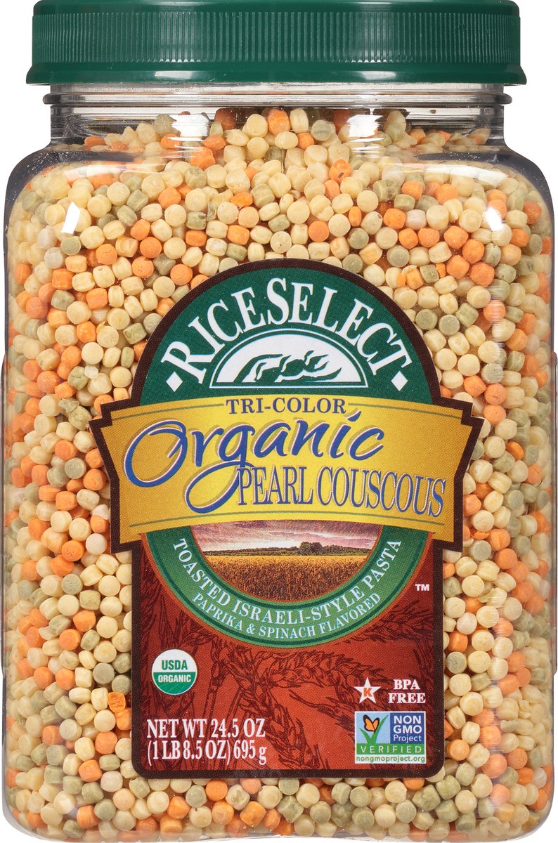 slide 3 of 11, RiceSelect Organic Tri-Color Pearl Couscous 24.5 oz. Jar, 24.5 oz