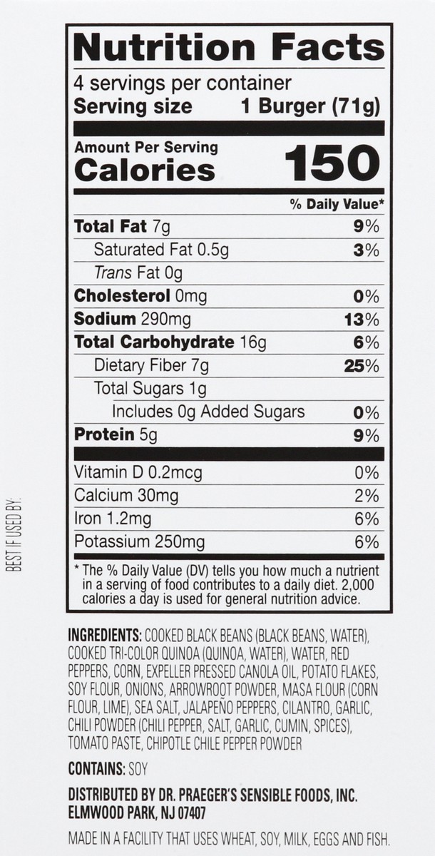 slide 3 of 13, Dr. Praeger's Black Bean Quinoa Veggie Burgers, 4 ct; 2.5 oz