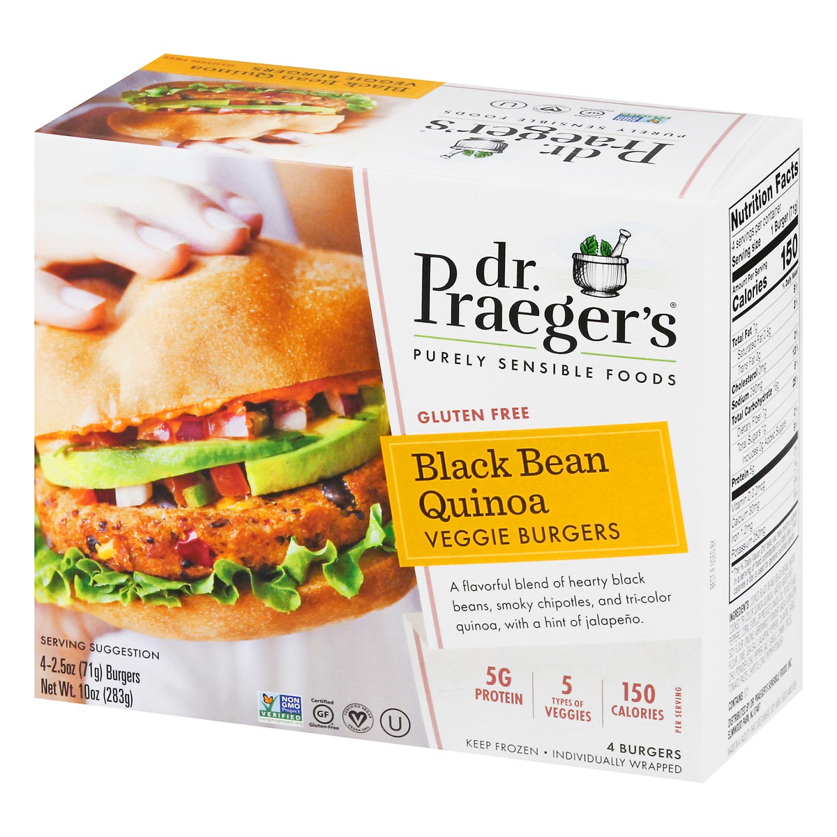 slide 2 of 13, Dr. Praeger's Black Bean Quinoa Veggie Burgers, 4 ct; 2.5 oz