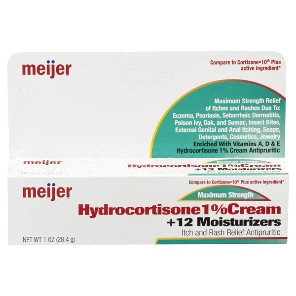 slide 1 of 4, Meijer Hydrocortisone 1% Cream + 12 Moisturizers, 1 oz