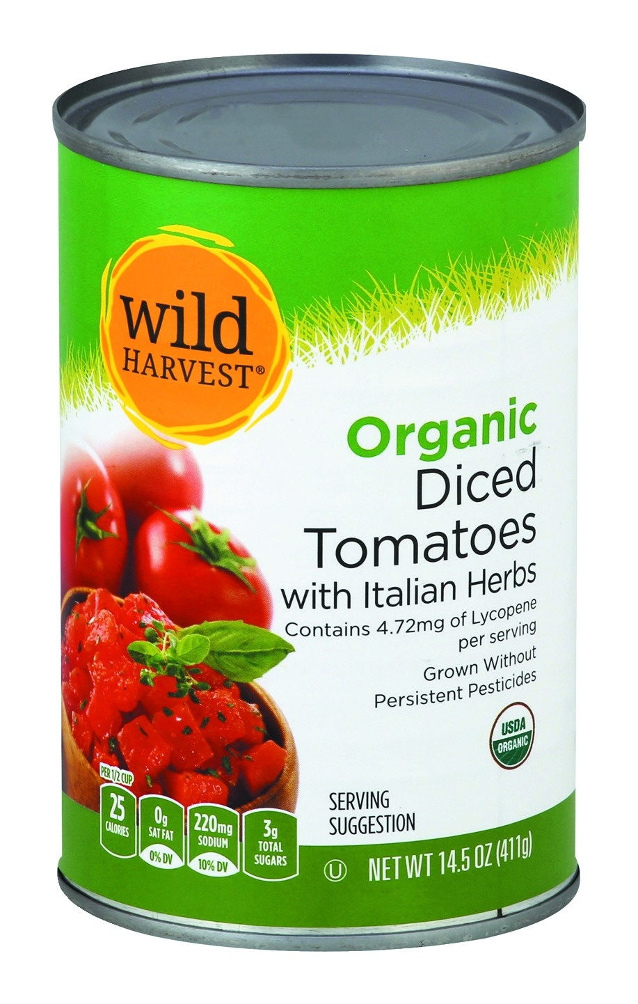 slide 1 of 1, Wild Harvest Tomatoes, Organic, with Italian Herbs, Diced, 14.5 Ounce, 14.5 oz