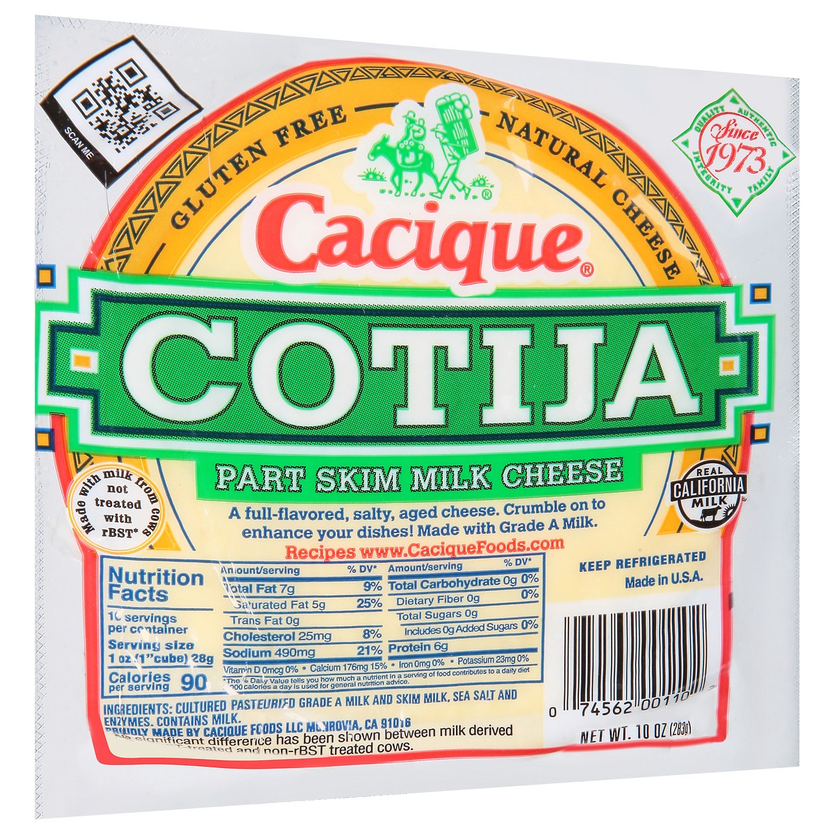 slide 2 of 9, Cacique Cotija Part Skim Milk Cheese, 