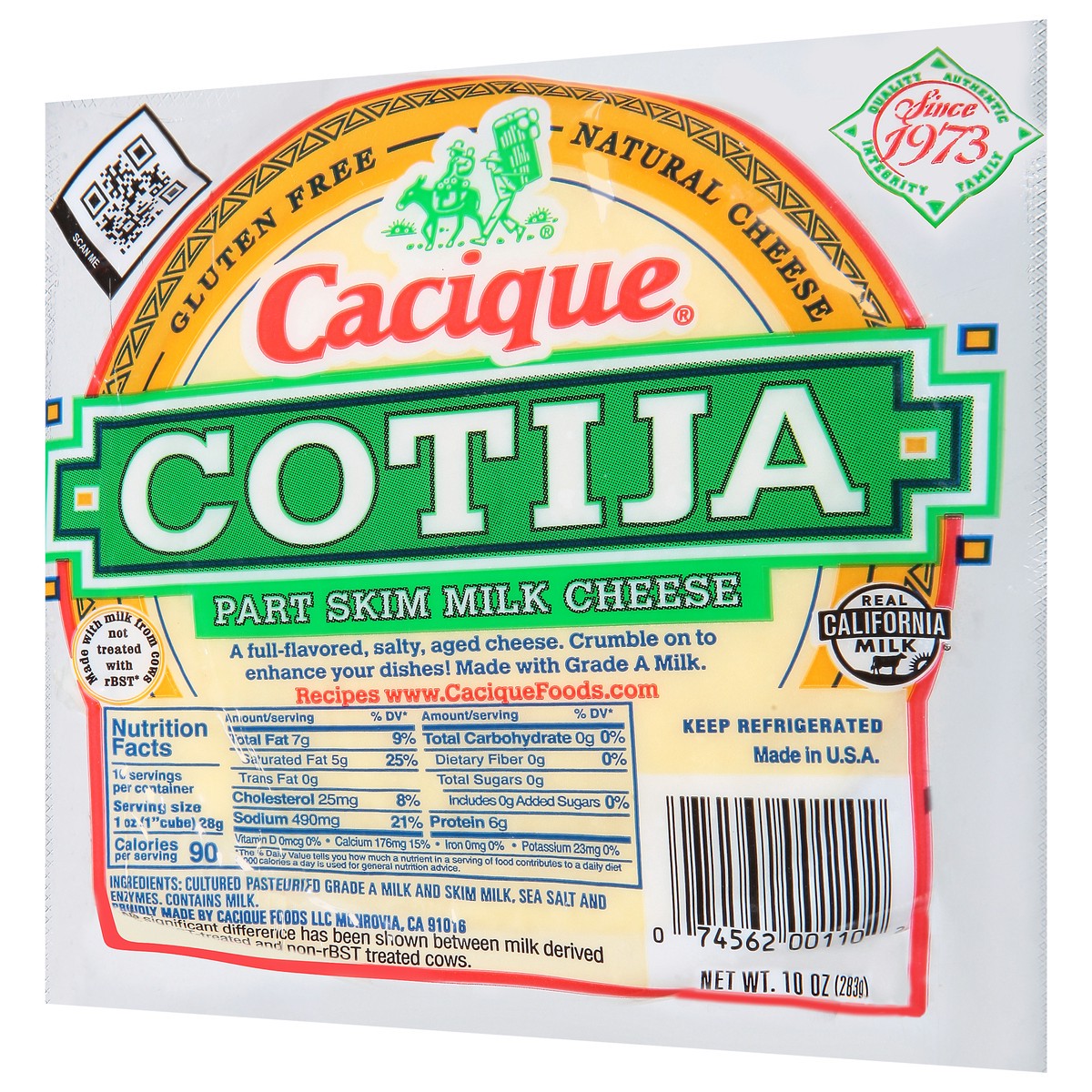 slide 3 of 9, Cacique Cotija Part Skim Milk Cheese, 