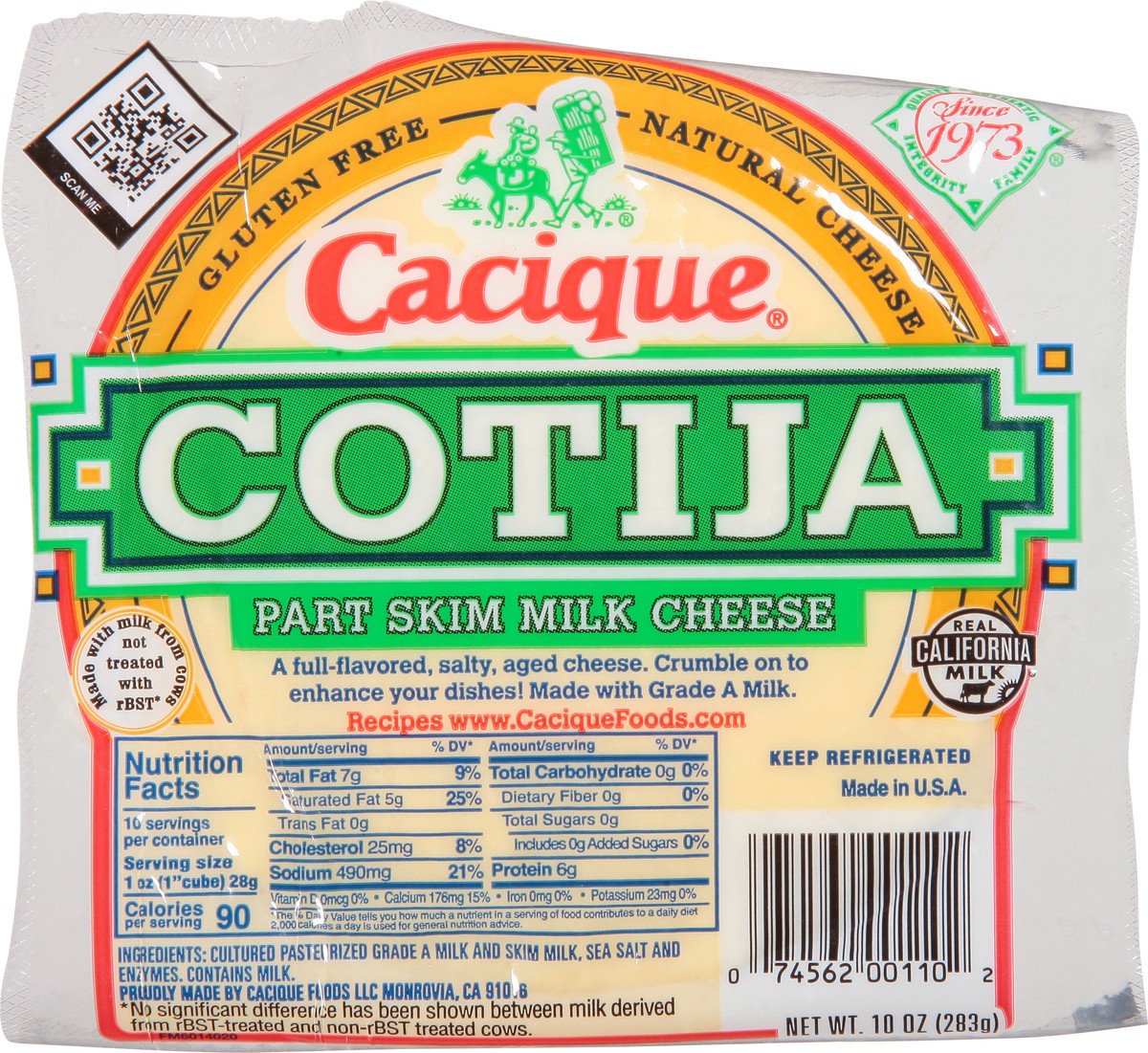 slide 6 of 9, Cacique Cotija Part Skim Milk Cheese, 