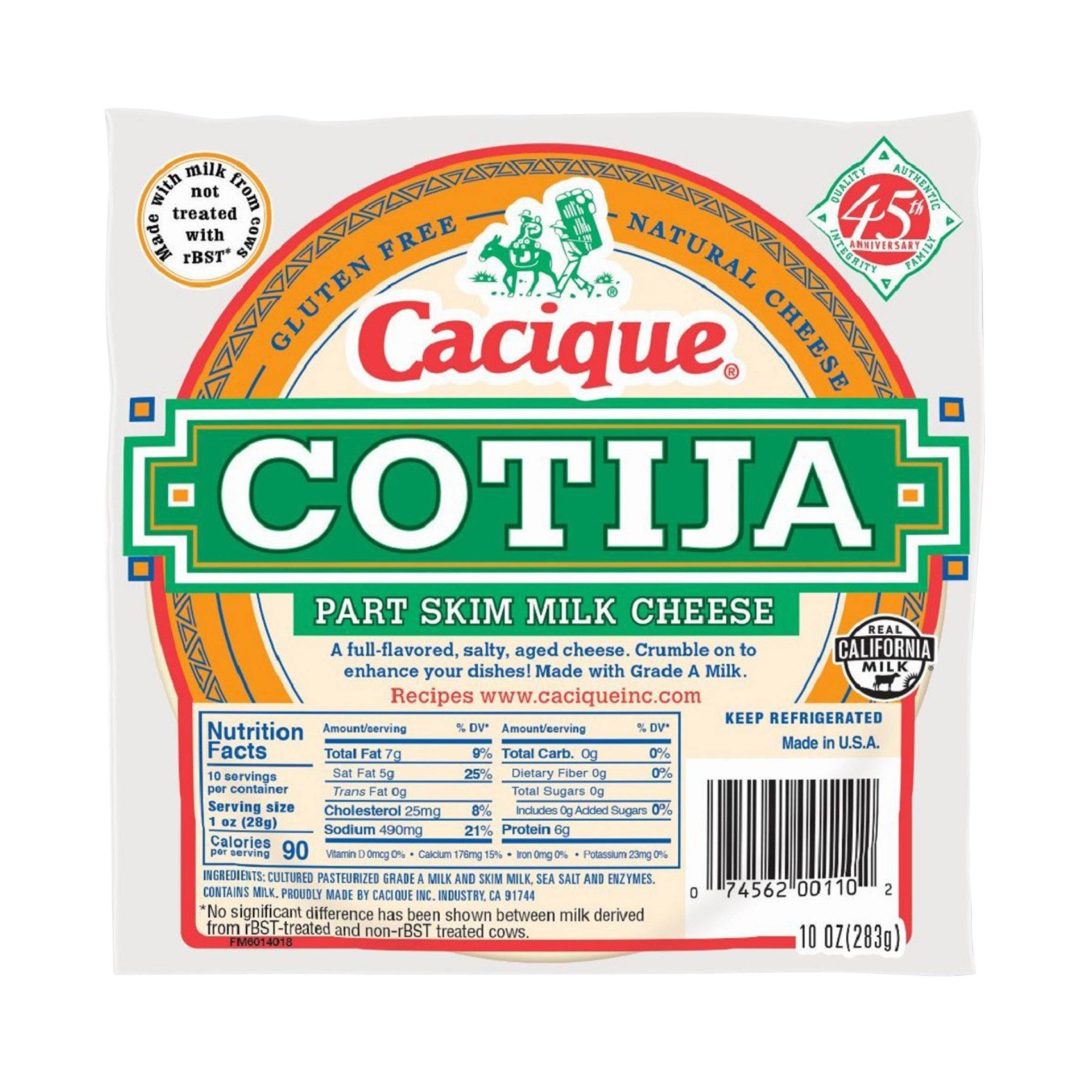 slide 1 of 4, Cacique Cotija Part Skim Milk Cheese, 10 oz