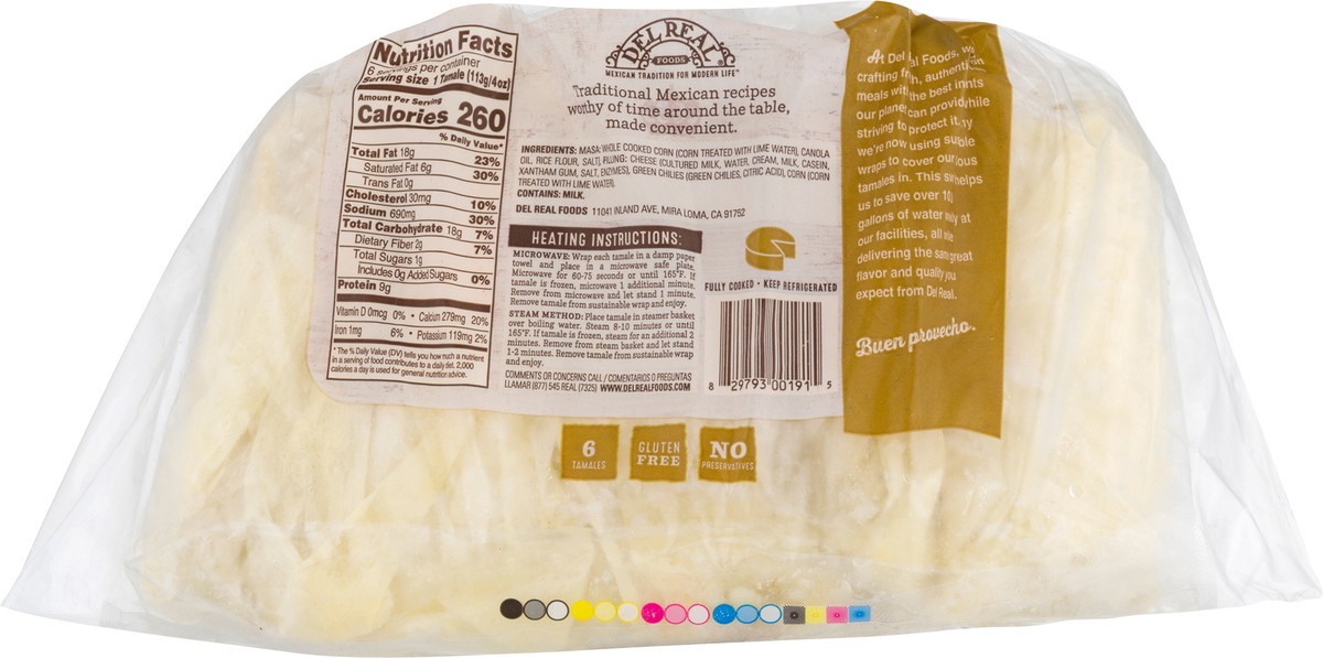 slide 5 of 12, Del Real Foods Cheese & Green Chili Tamales 6 6 ea Bag, 6 ct