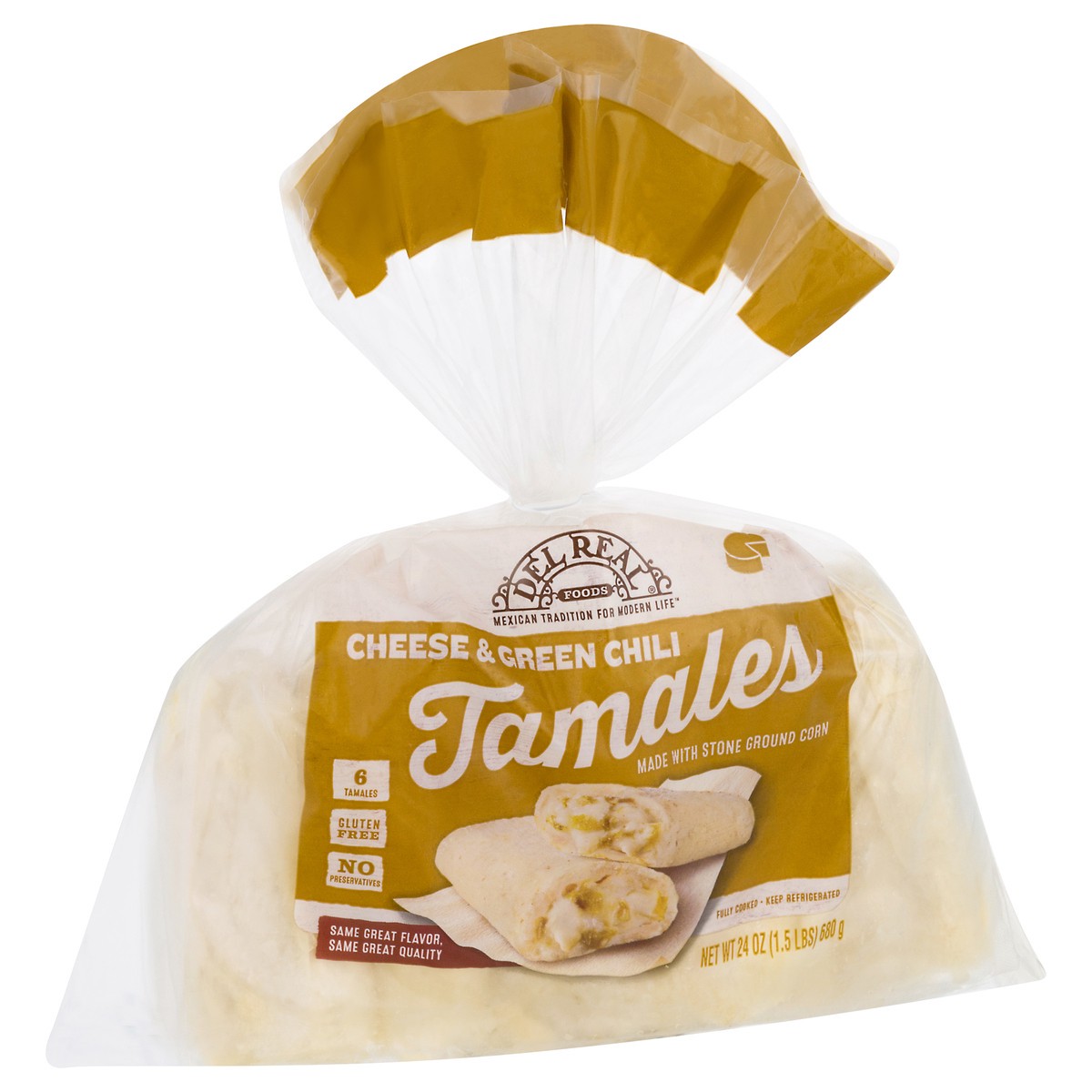 slide 4 of 12, Del Real Foods Cheese & Green Chili Tamales 6 6 ea Bag, 6 ct