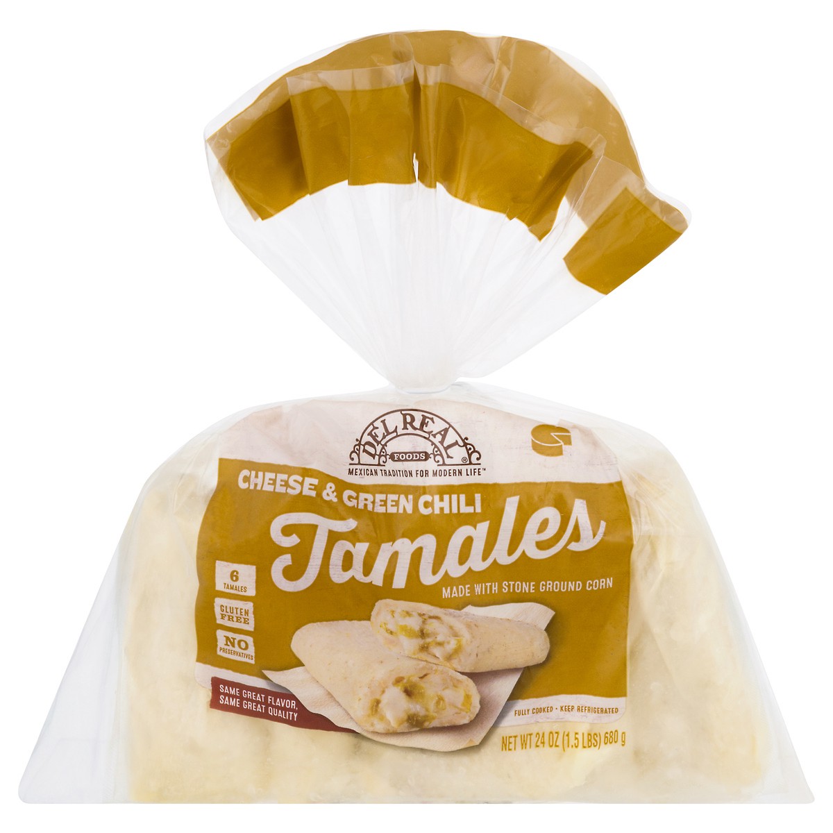 slide 10 of 12, Del Real Foods Cheese & Green Chili Tamales 6 6 ea Bag, 6 ct