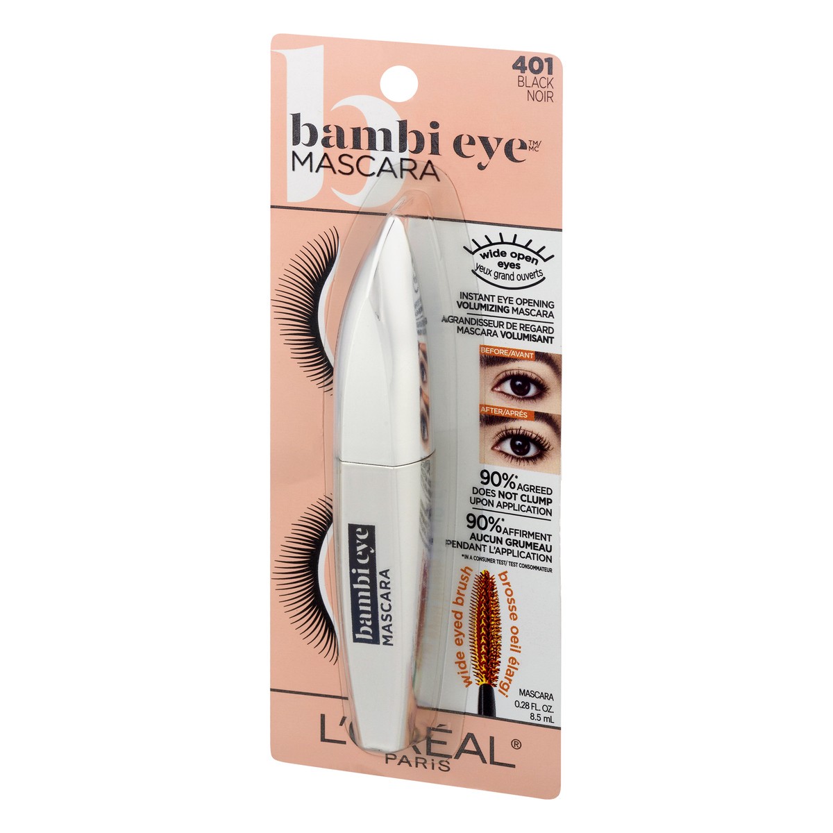 slide 3 of 9, L'Oréal Bambi Eye Washable Black Lasting Volume Mascara , 0.28 oz