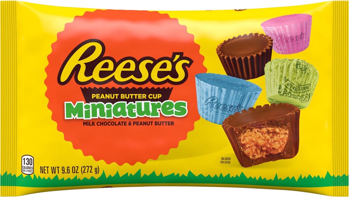 slide 3 of 3, REESE'S Miniatures Milk Chocolate Peanut Butter Cups, Easter Candy Bag, 9.6 oz, 9.6 oz