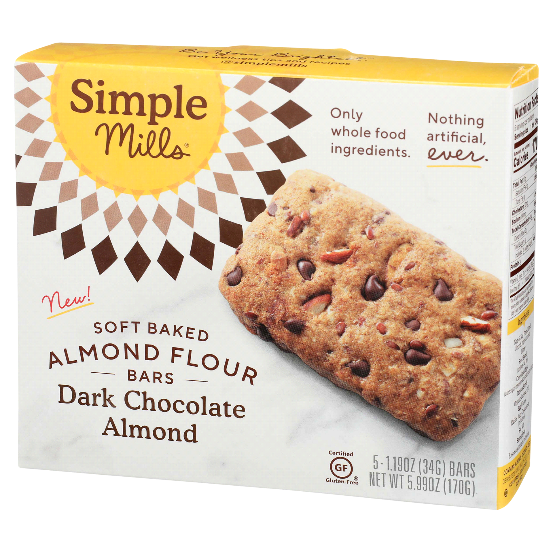 slide 19 of 21, Simple Mills Soft Baked Dark Chocolate Almond Almond Flour Bars 5 - 1.19 oz Bars, 5.99 oz