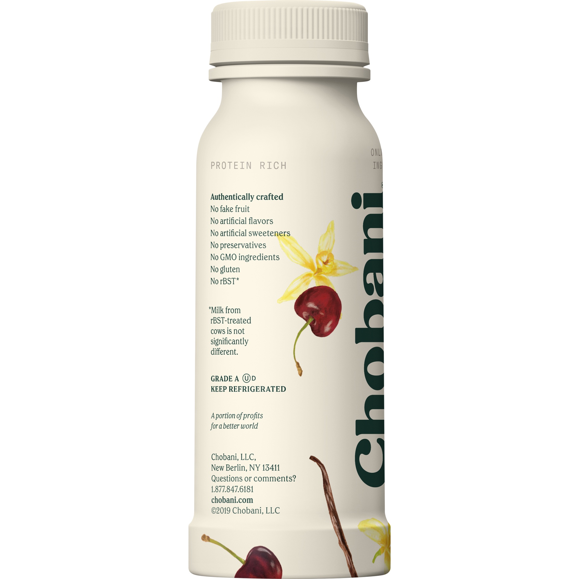 slide 2 of 6, Chobani Cherry Vanilla Low-Fat Greek Yogurt Drink, 7 fl oz