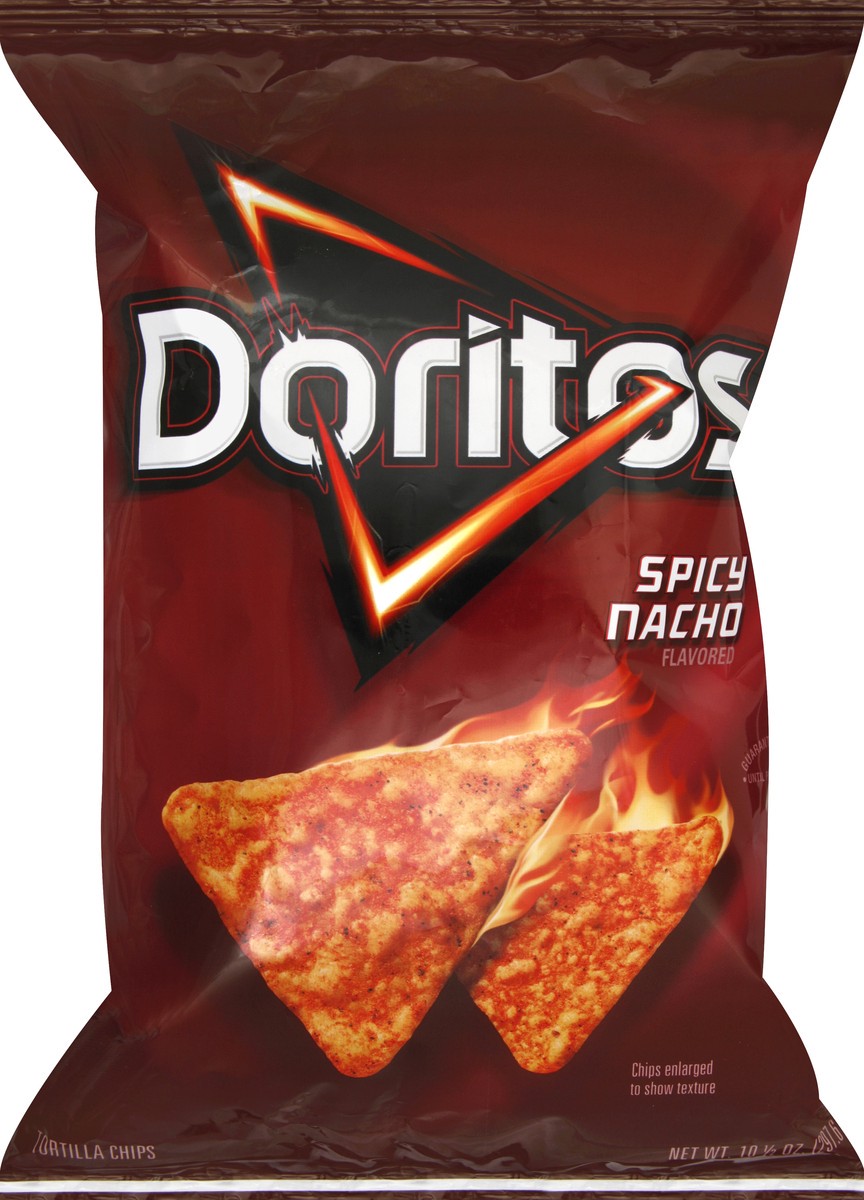 slide 5 of 5, Doritos Spicy Nacho Flavored Tortilla Chips, 10.5 oz