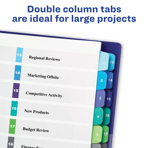 slide 8 of 9, Avery Ready Index 20% Recycled Double-Column Table Of Contents Dividers, 24-Tab, 1 ct