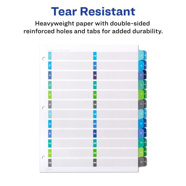slide 7 of 9, Avery Ready Index 20% Recycled Double-Column Table Of Contents Dividers, 24-Tab, 1 ct