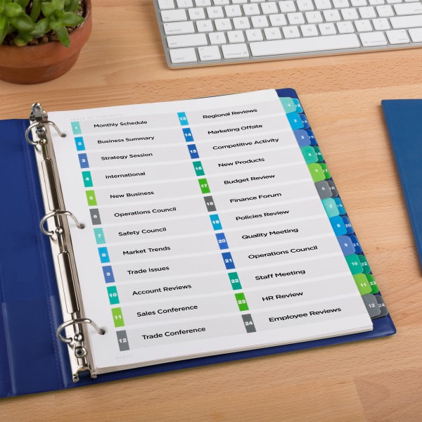 slide 2 of 9, Avery Ready Index 20% Recycled Double-Column Table Of Contents Dividers, 24-Tab, 1 ct