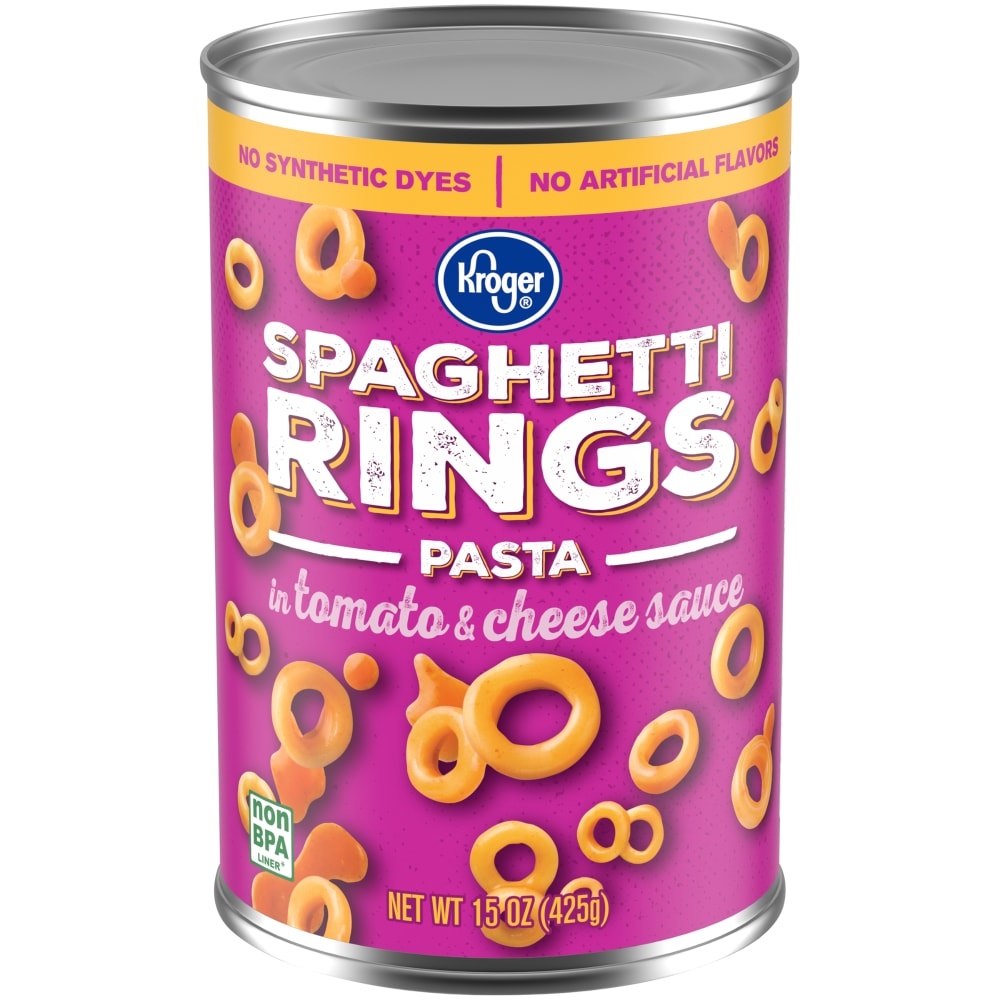 slide 1 of 1, Kroger Spaghetti Rings Pasta With Tomato & Cheese Sauce, 15 oz