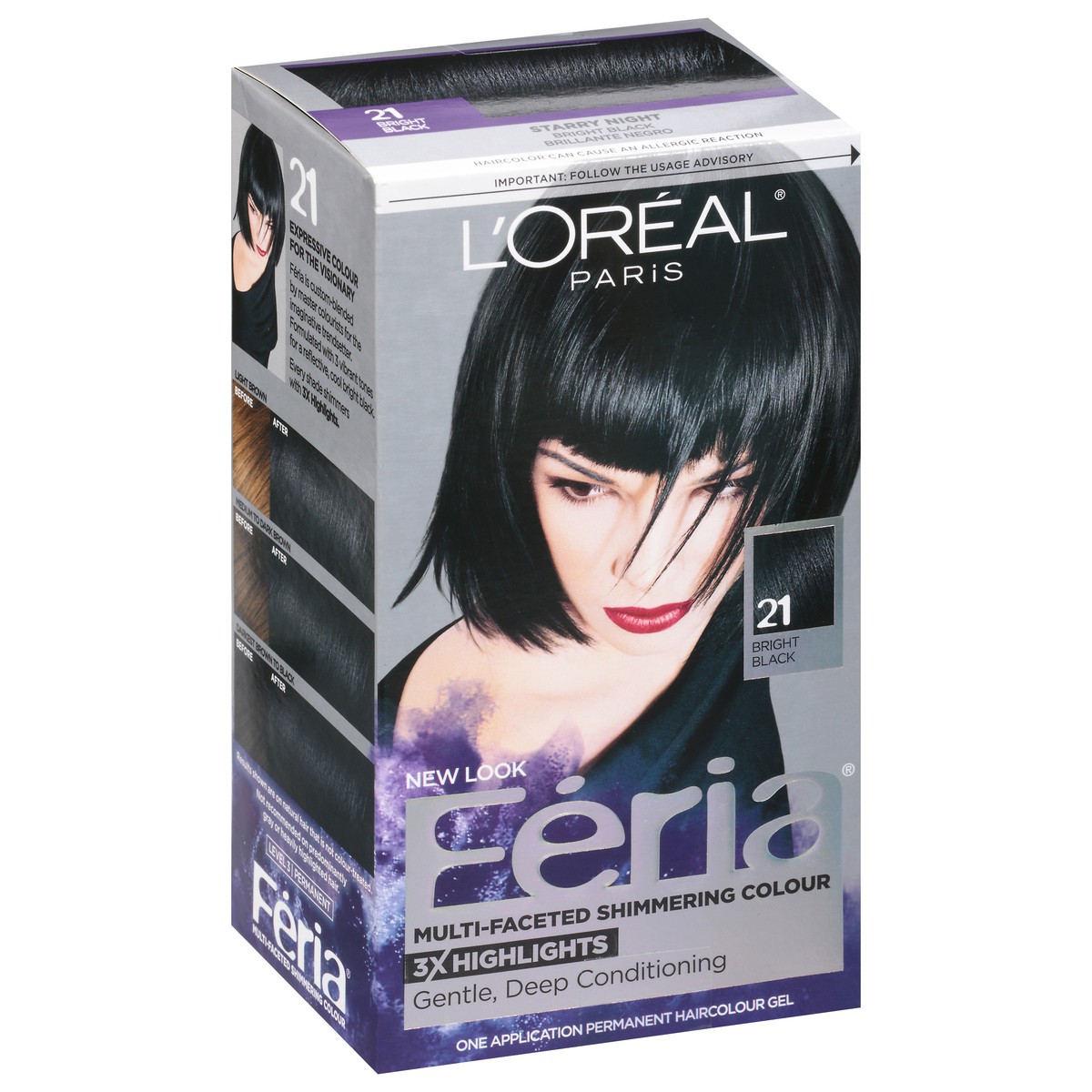 slide 3 of 11, L'Oréal Fería Bright Black 21 Permanent Haircolour Gel 1 ea, 1 ct