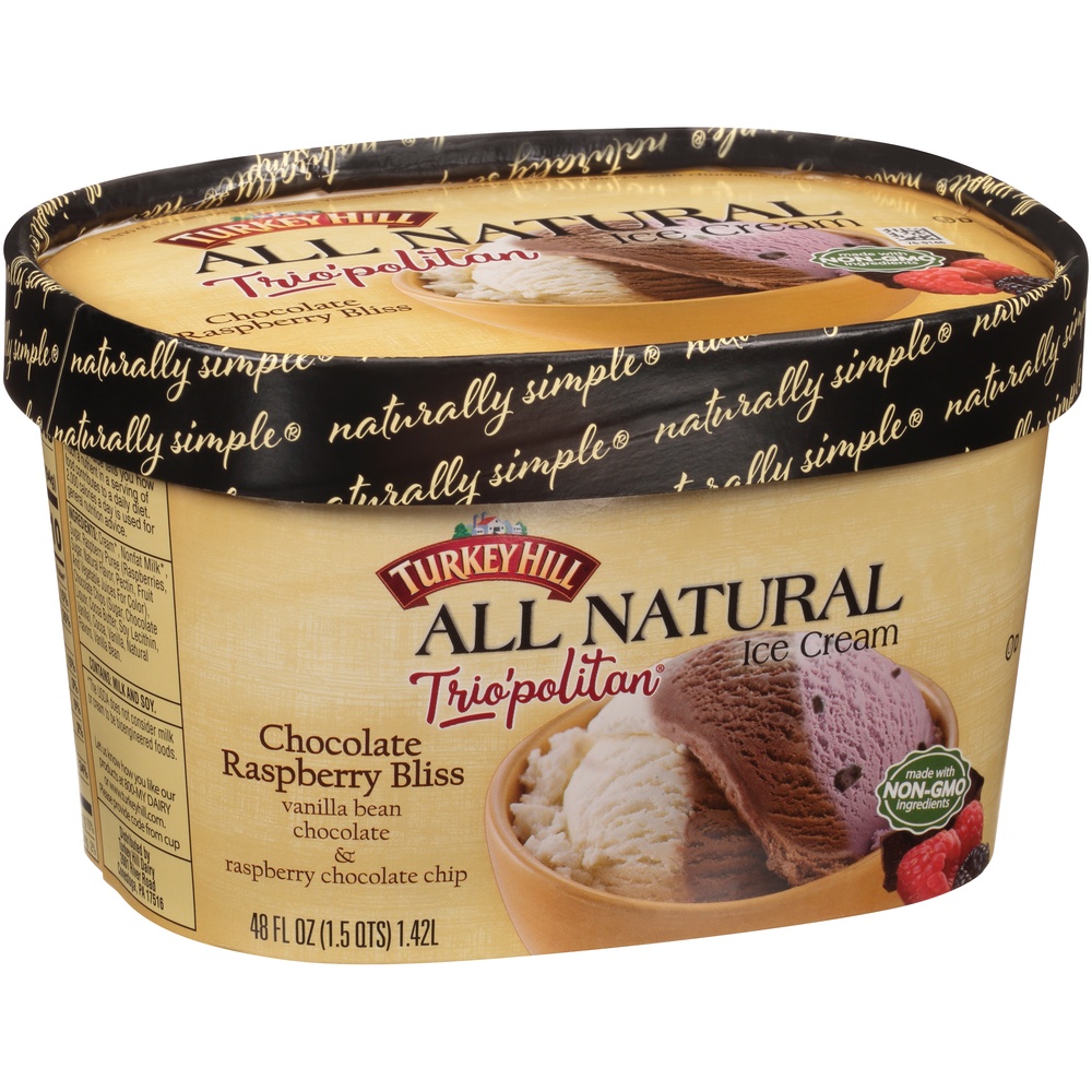 slide 2 of 8, Turkey Hill Trio'Politan All Natural Chocolate Raspberry Bliss, 48 fl oz