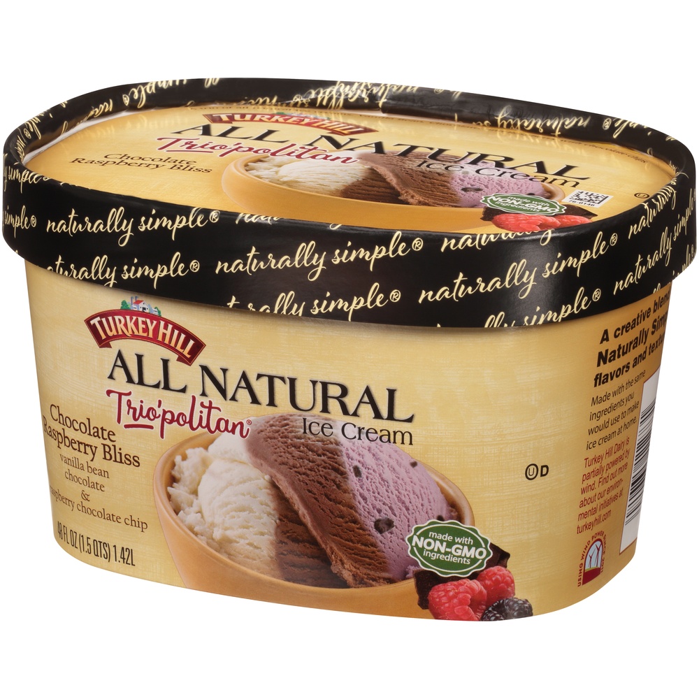 slide 3 of 8, Turkey Hill Trio'Politan All Natural Chocolate Raspberry Bliss, 48 fl oz