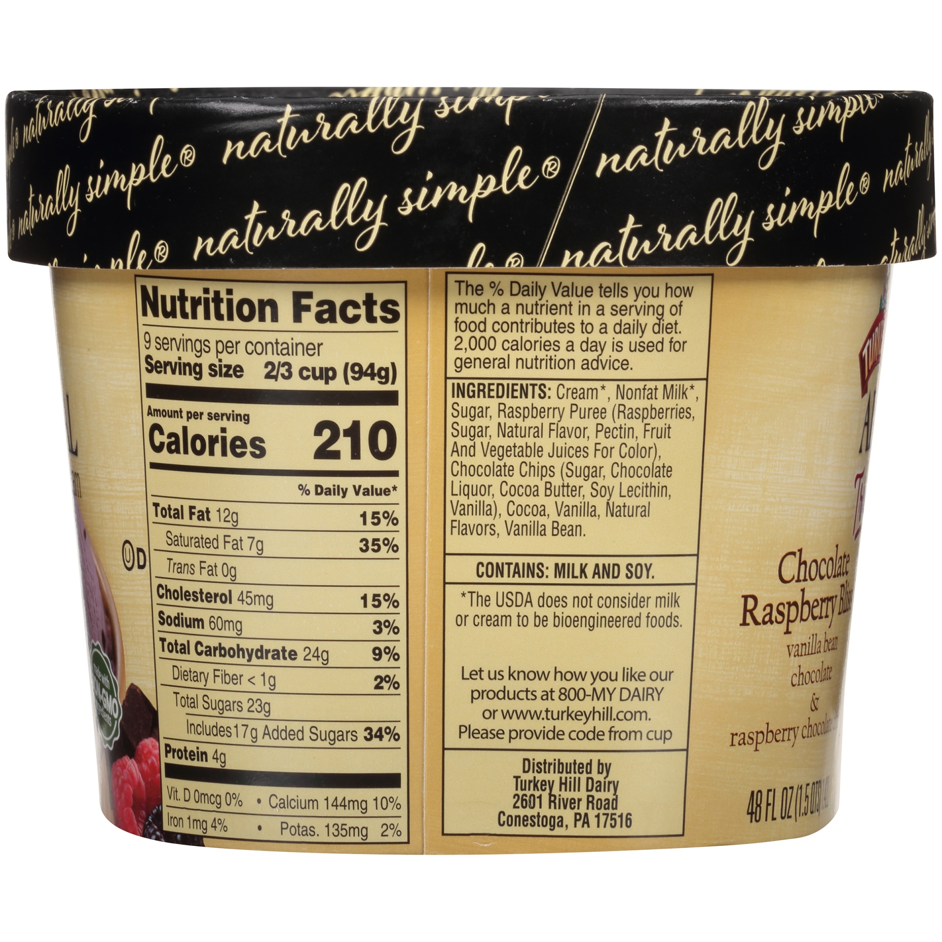 slide 4 of 8, Turkey Hill Trio'Politan All Natural Chocolate Raspberry Bliss, 48 fl oz