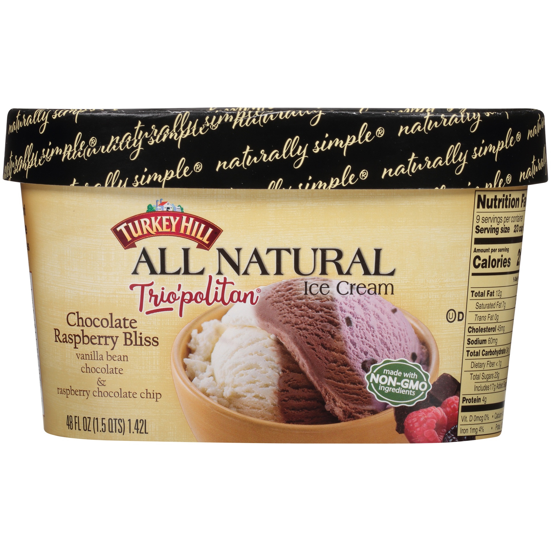 slide 6 of 8, Turkey Hill Trio'Politan All Natural Chocolate Raspberry Bliss, 48 fl oz