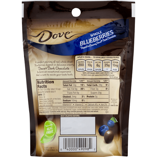 slide 7 of 9, Dove, Dark Chocolate with Real Blueberries Snack, 6 oz