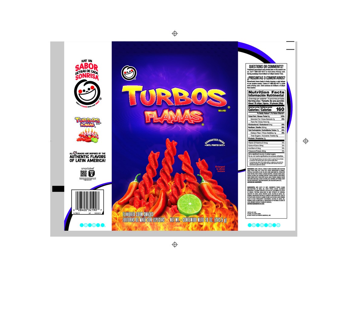 slide 2 of 8, Sabritas Flavored Corn Snacks Turbos Flamas 10 Oz, 10 oz