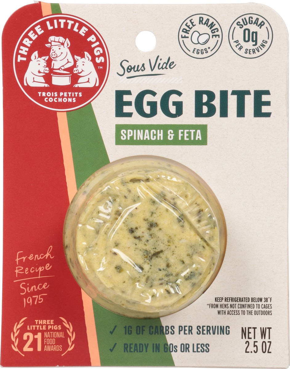 slide 6 of 13, Three Little Pigs Spinach & Feta Egg Bite 2.5 oz, 2.5 oz