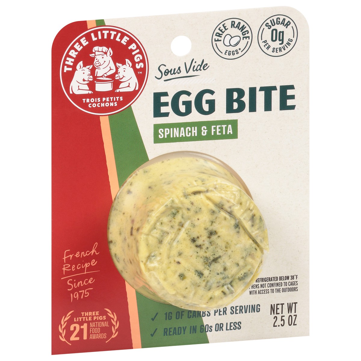 slide 9 of 13, Three Little Pigs Spinach & Feta Egg Bite 2.5 oz, 2.5 oz