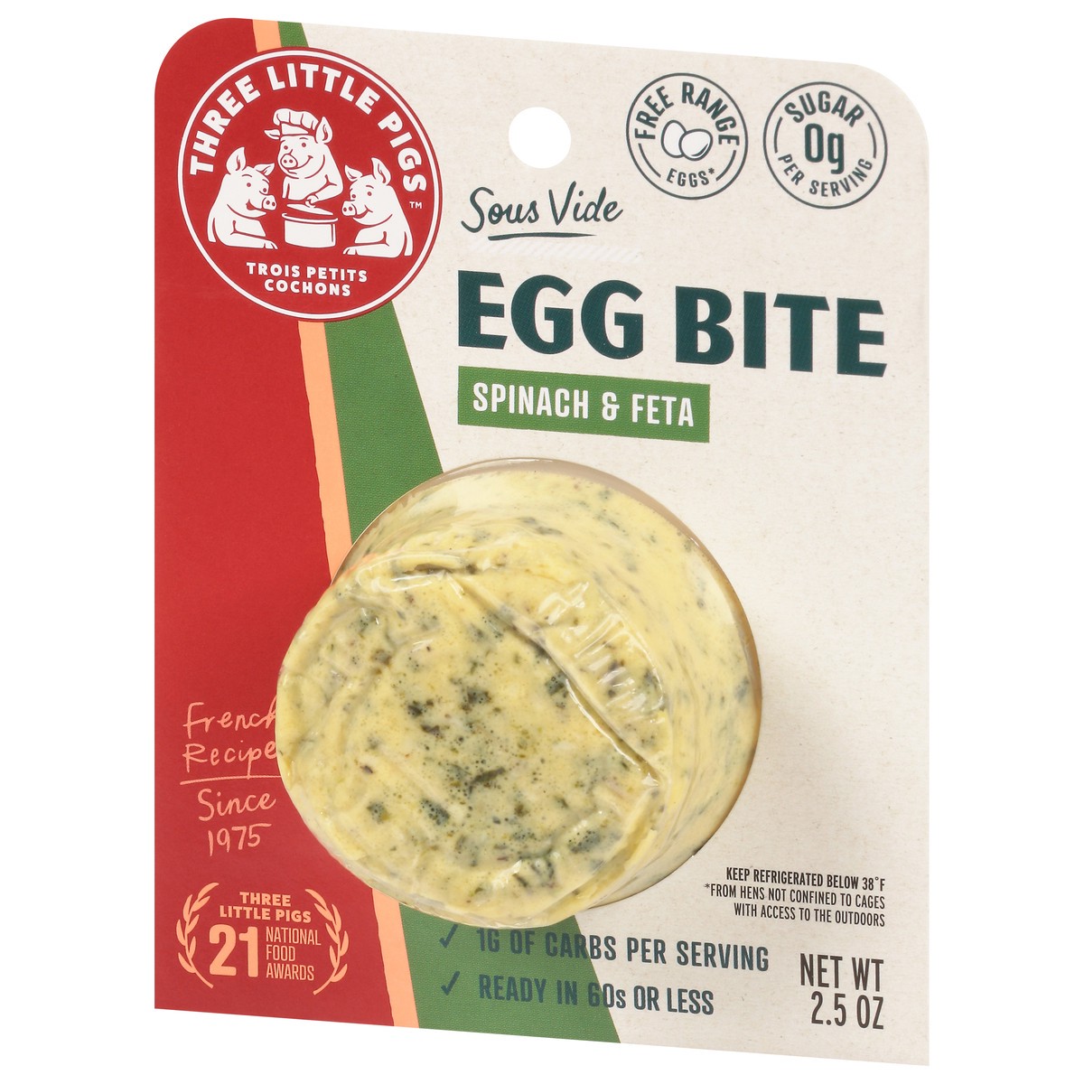 slide 3 of 13, Three Little Pigs Spinach & Feta Egg Bite 2.5 oz, 2.5 oz