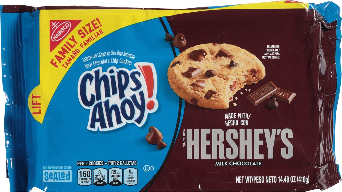 slide 8 of 12, CHIPS AHOY! Hershey's Milk Chocolate Chip Cookies, Family Size, 14.48 oz, 14.48 oz