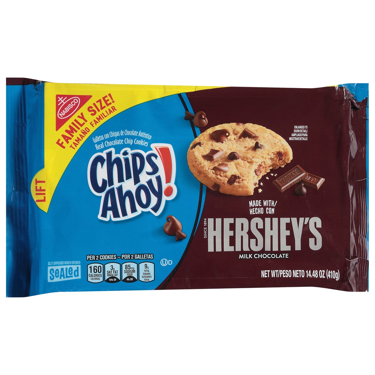 slide 4 of 12, CHIPS AHOY! Hershey's Milk Chocolate Chip Cookies, Family Size, 14.48 oz, 14.48 oz