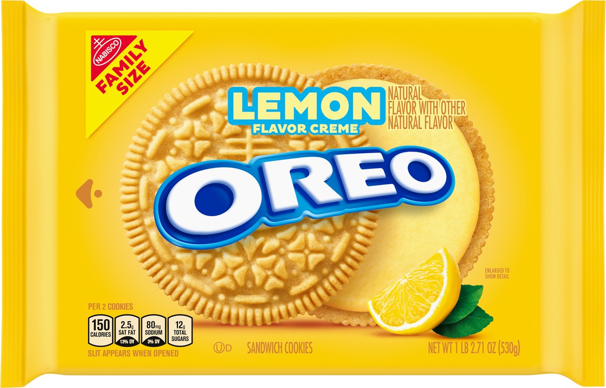 slide 11 of 14, Oreo Lemon Flavor Creme Sandwich Cookies Family Size 18.71 oz, 18.71 oz