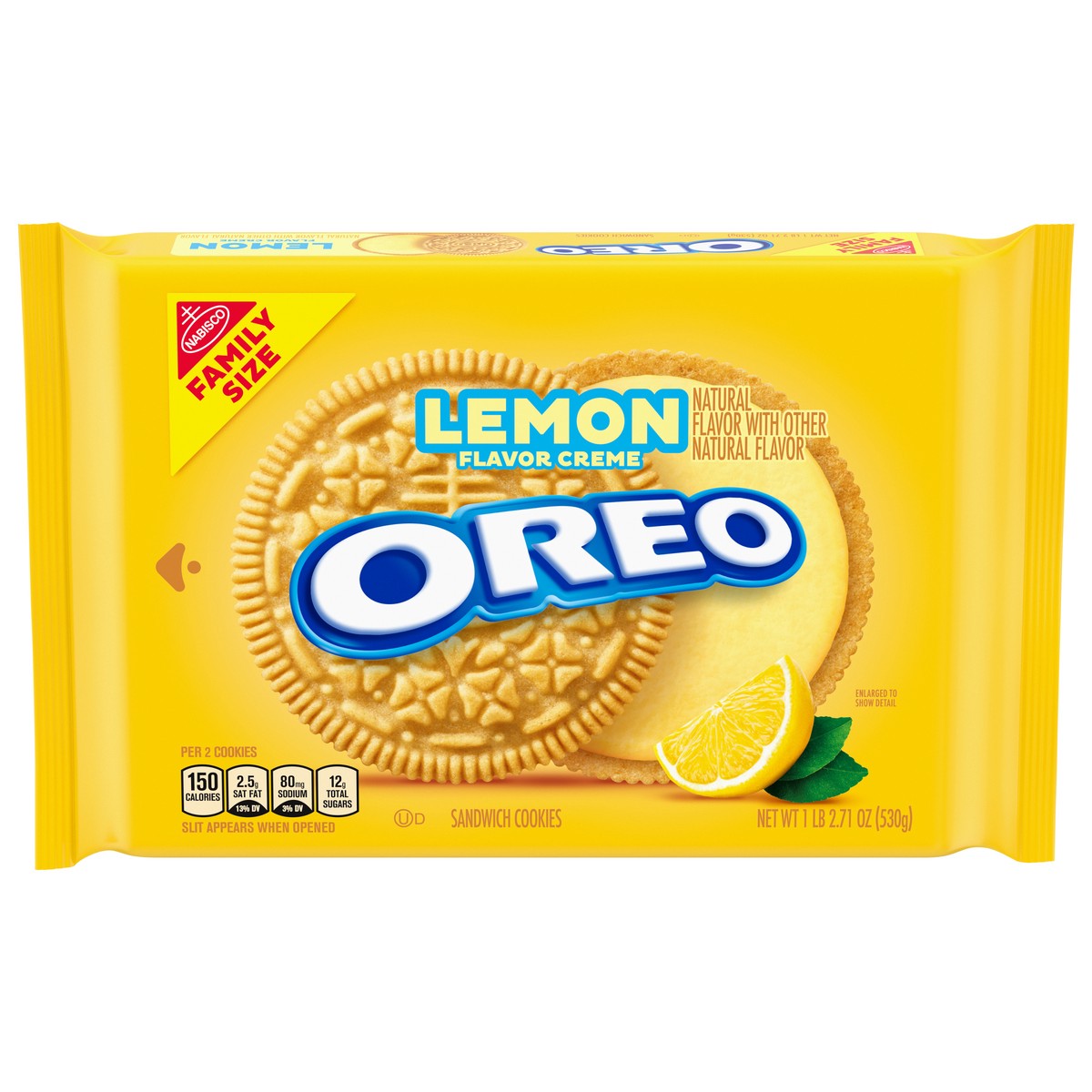 slide 1 of 14, Oreo Lemon Flavor Creme Sandwich Cookies Family Size 18.71 oz, 18.71 oz