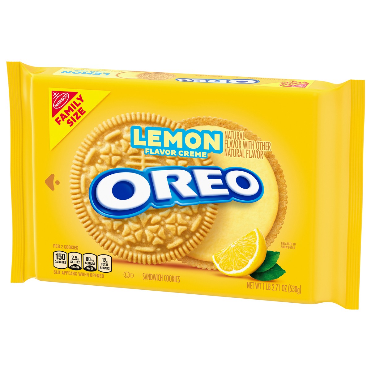 slide 6 of 14, Oreo Lemon Flavor Creme Sandwich Cookies Family Size 18.71 oz, 18.71 oz