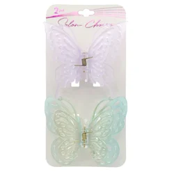 Salon Choice Matte & AB Transparent Butterfly Clips, 2 Count