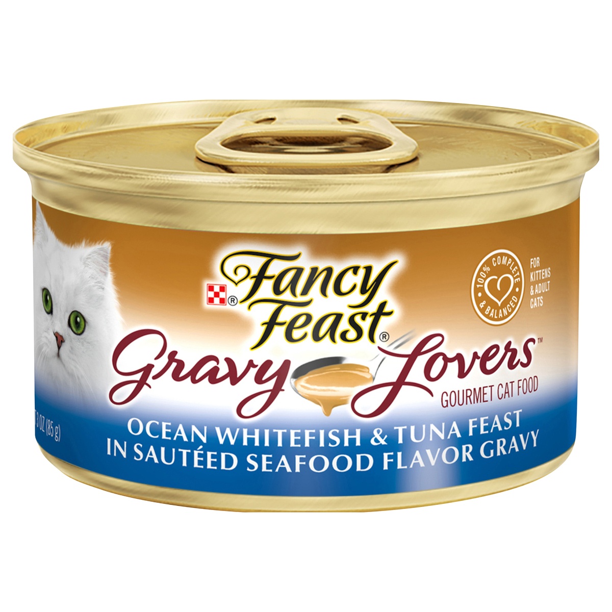 slide 5 of 5, Fancy Feast Gravy Lovers Ocean Whitefish & Tuna Feast in Sauteed Seafood Flavor Gravy Cat Food, 3 oz